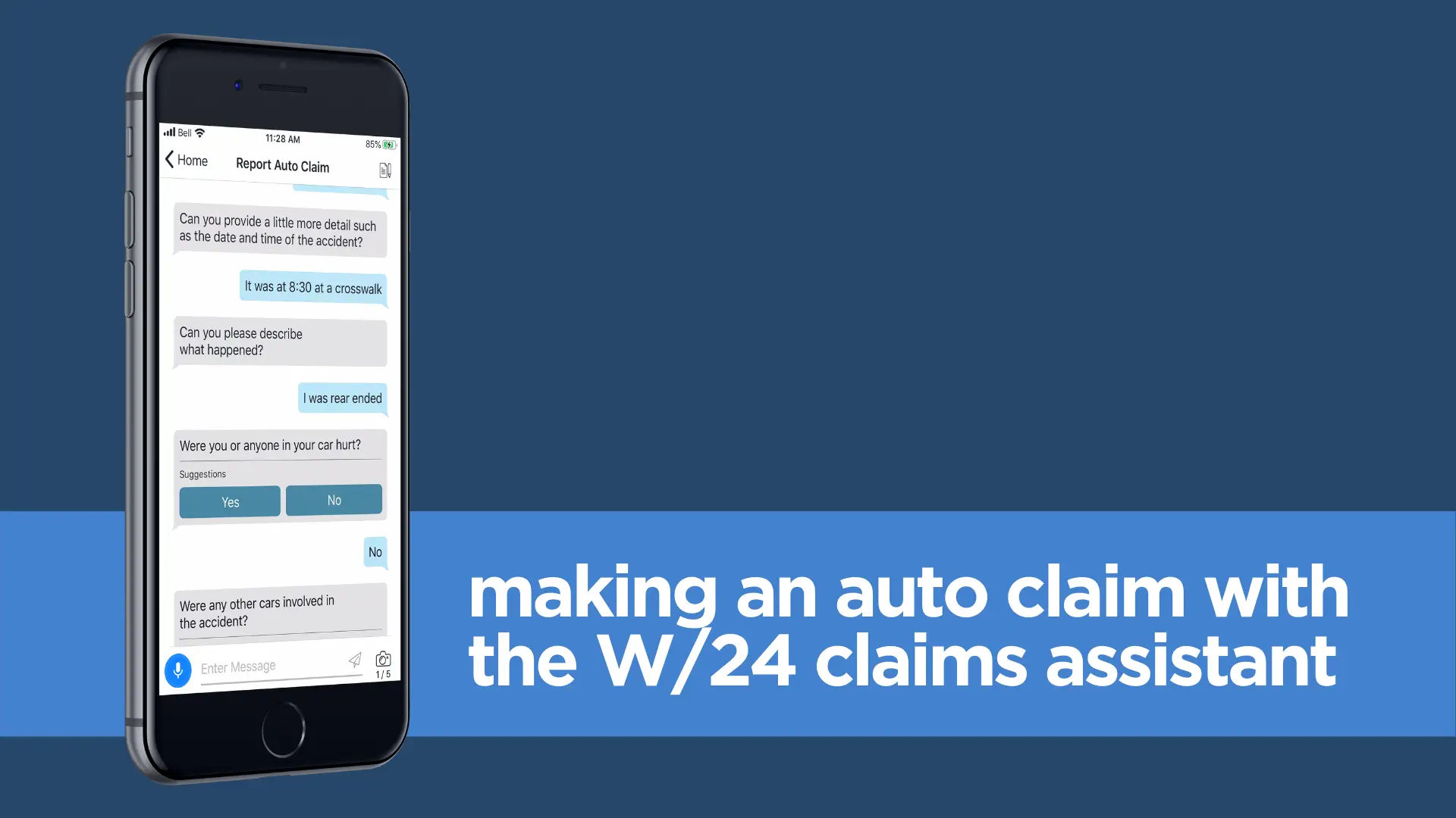 making an auto claim with the W/24 claims assistant